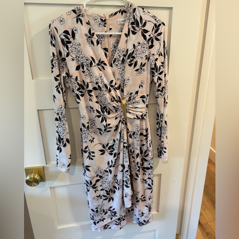 EUC floral Calvin Klein faux wrap dress